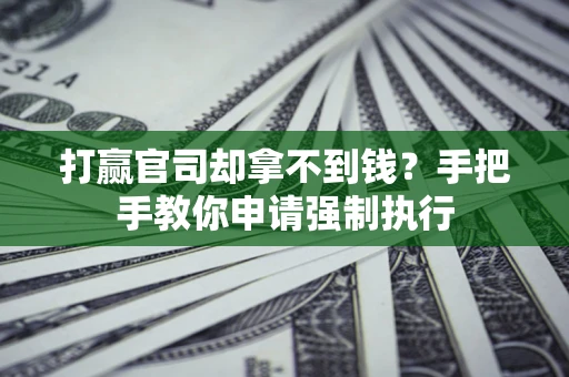 武汉打赢官司却拿不到钱？手把手教你申请强制执行